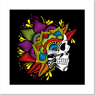 Mexican Skull Embroidery Effect Posters and Art